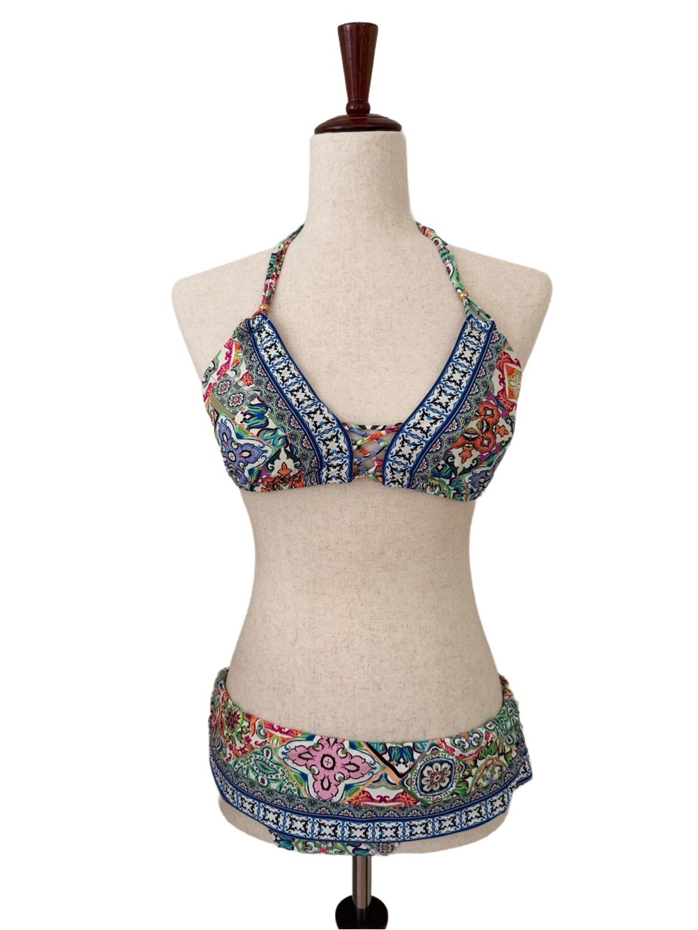 Nanette Leopore ⭐️ Greek Tiles Bikini Small Top Medium Bottom